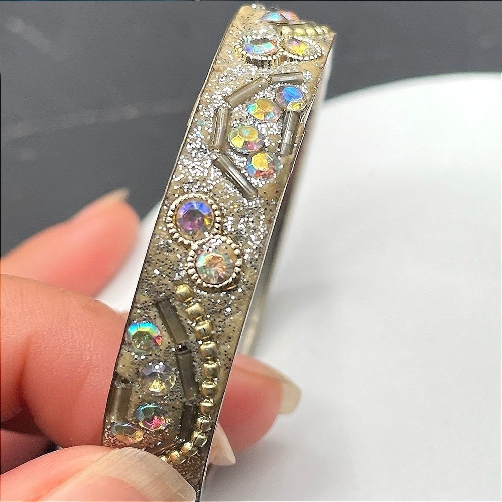 Vintage Rhinestones Glitter‎ Embellished Traditional Fashion Bangle Bracelet